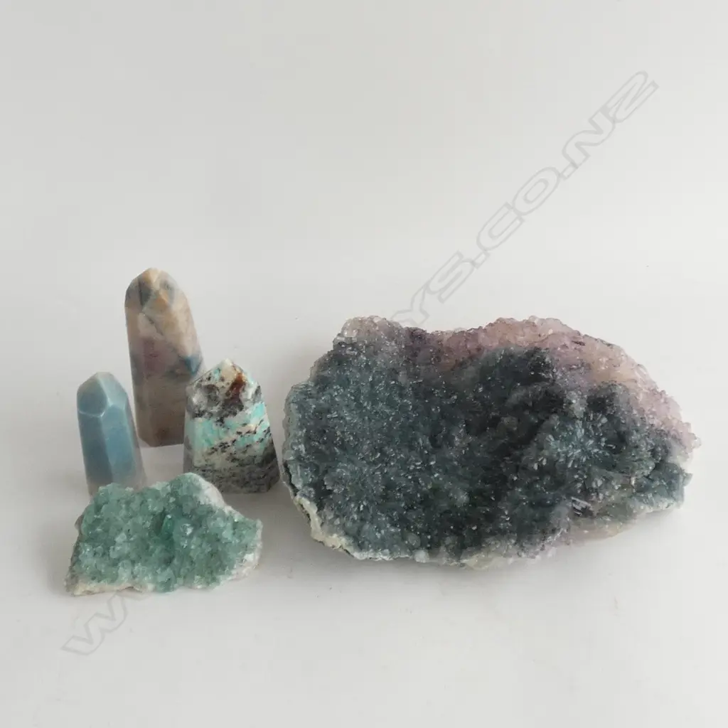 5 CRYSTALS; AMAZONITE, TROLLITE ETC Image 1++