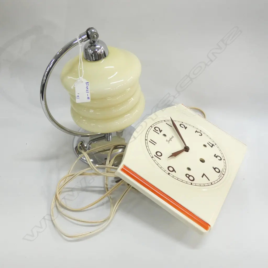 ART DECO TABLE LAMP & CLOCK  Image 1++