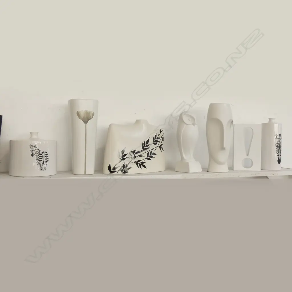 8 ASST WHITE CERAMIC VASES Image 1++