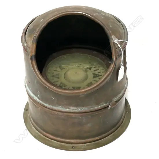 ANTIQUE BRASS SHIP'S BINNACLE, H. 270MM