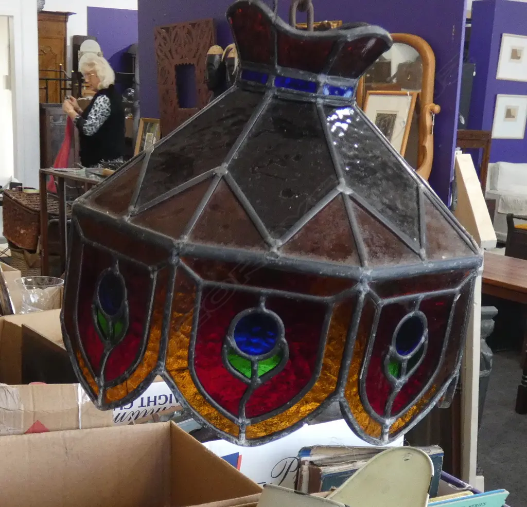 ART NOUVEAU STYLE LEADLIGHT SHADE  Image 1++