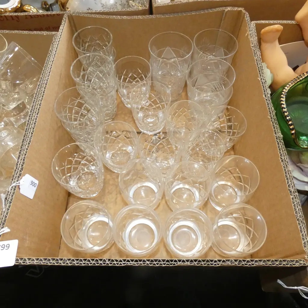 BOX LOT ASST. CRYSTAL TUMBLERS Image 1++