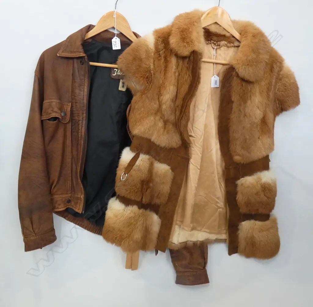 VINTAGE SUEDE LEATHER JACKET + VINTAGE FUR VEST Image 1++