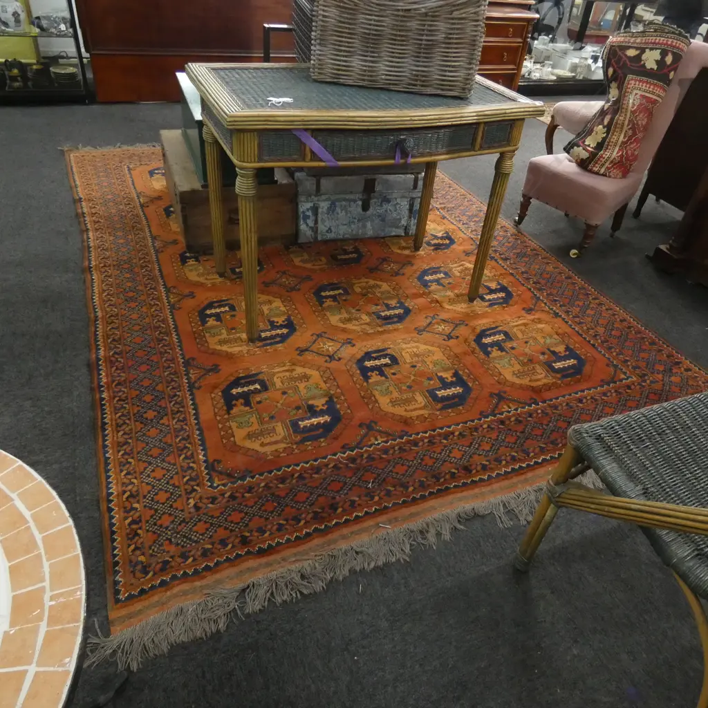 AFGHAN HAND KNOTTED RUG 2850 x 2050mm ALL WOOL OCTAGONAL GULS Image 1++