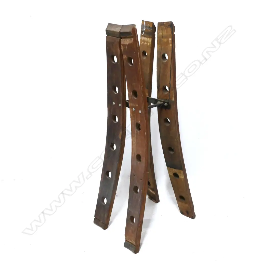DOUBLE WINE RACK MADE FROM ANTIQUE WINE BARREL, H.910MM Image 1++