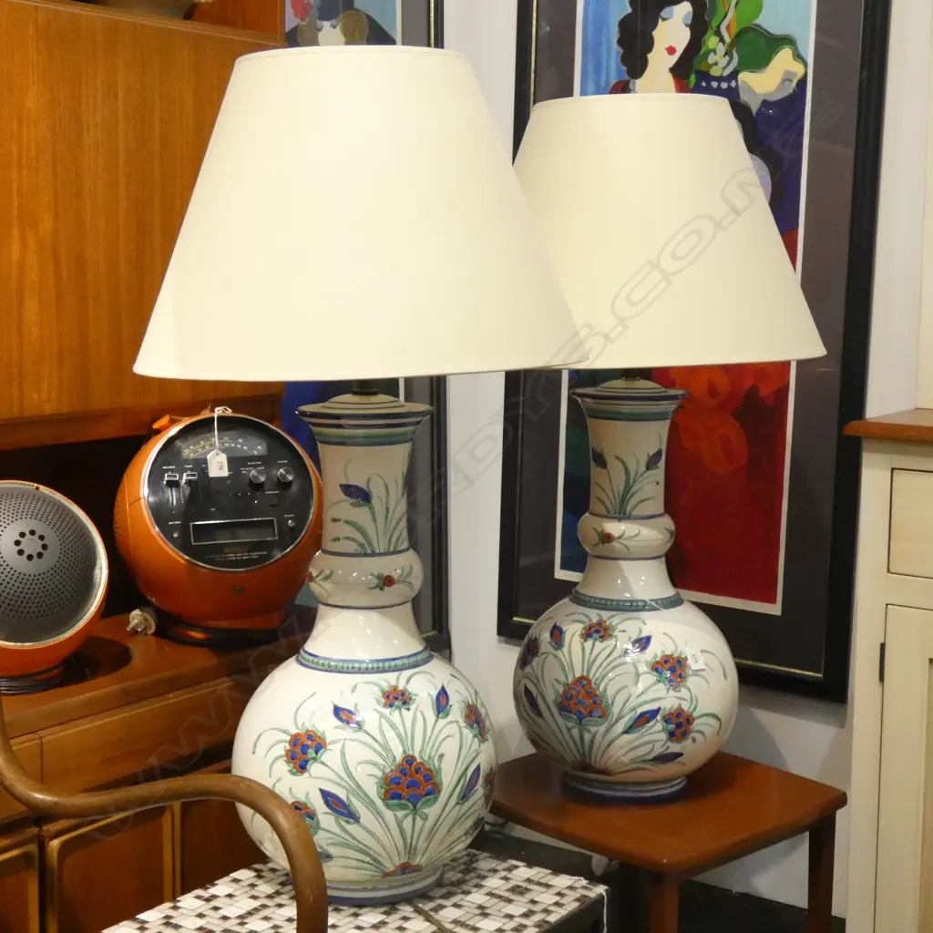 PR LARGE CERAMIC TABLE LAMP BASES WITH SHADES Image 1++