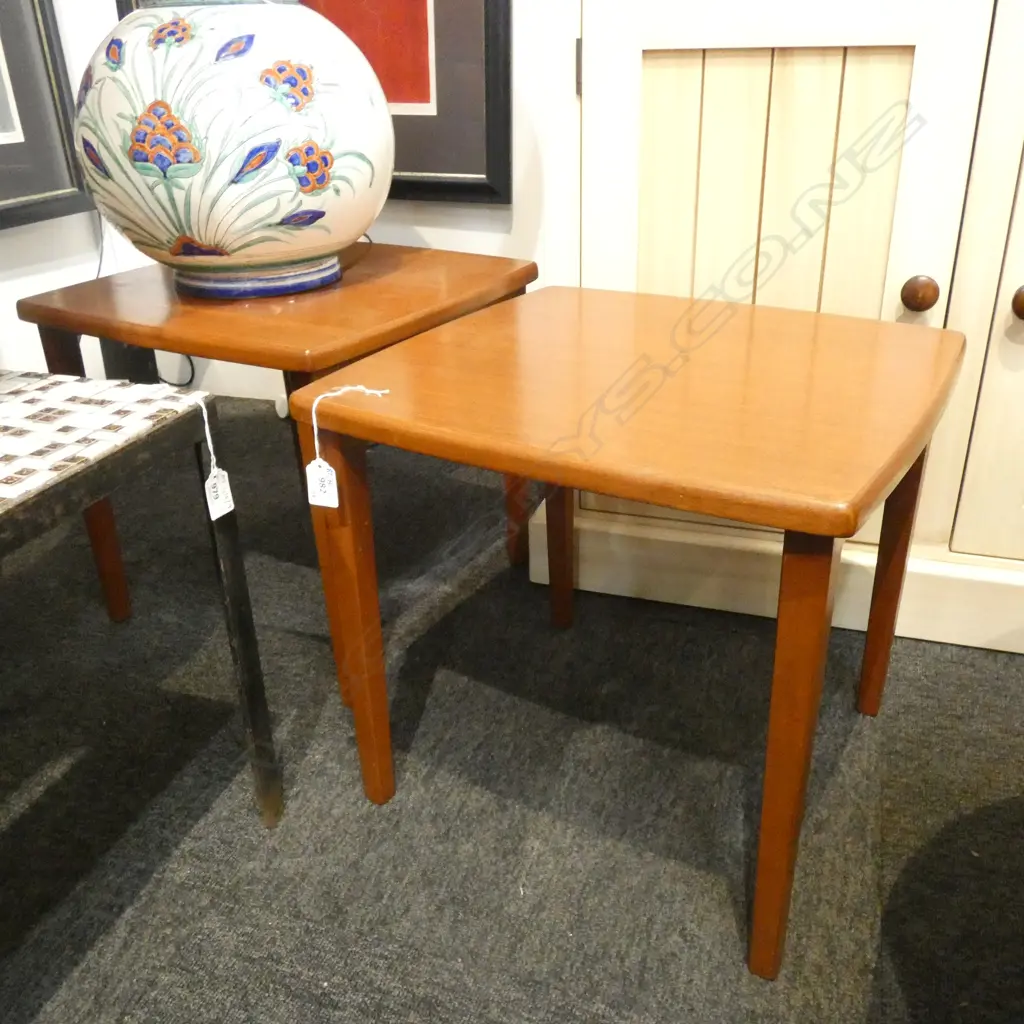 2 MID CENTURY MAHOGANY TABLES  L600 Image 1++