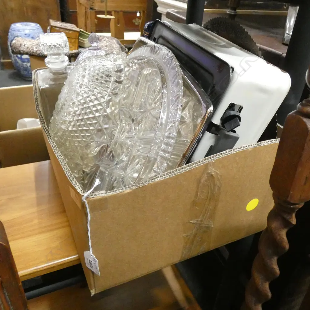 BOX LOT ASST. PRESSED GLASS ETC Image 1++