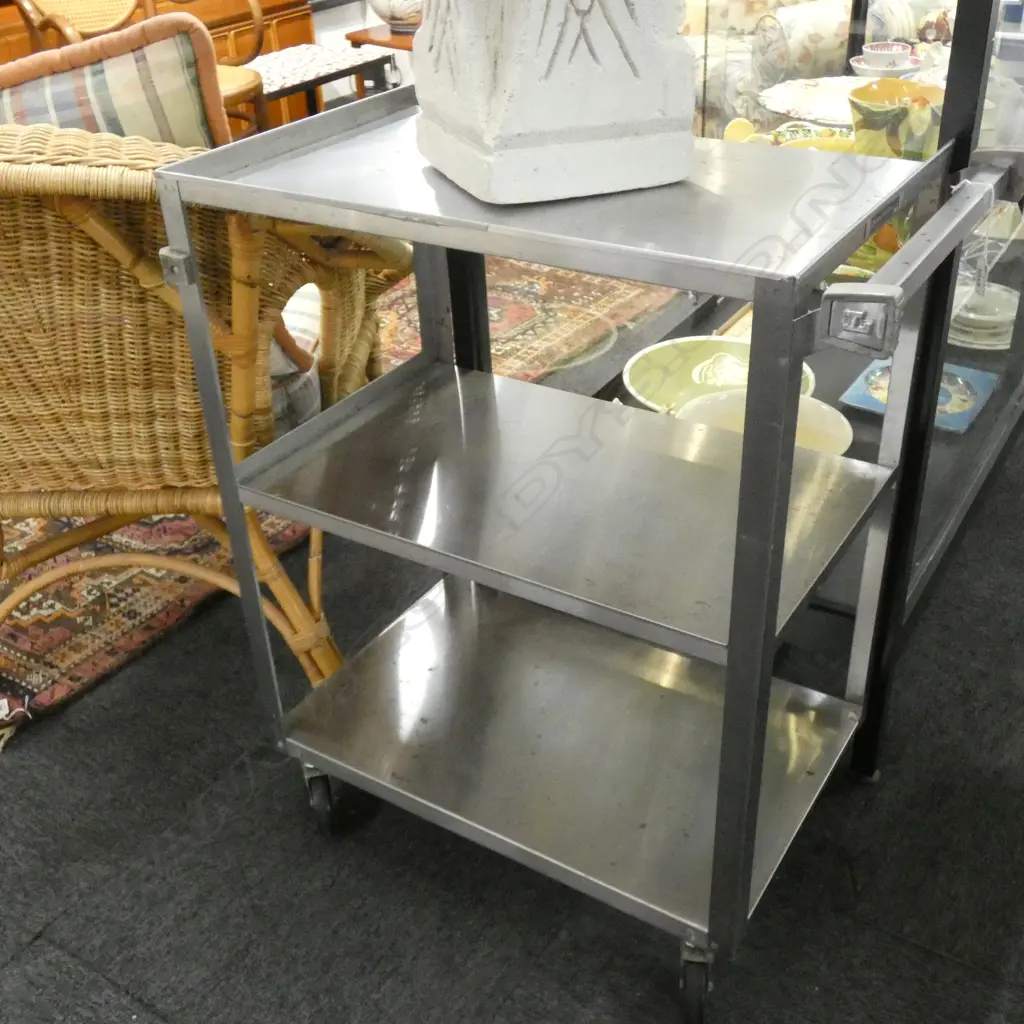 3 TIER STAINLESS STEEL TROLLEY 'LAKESIDE WIS. USA' Image 1++