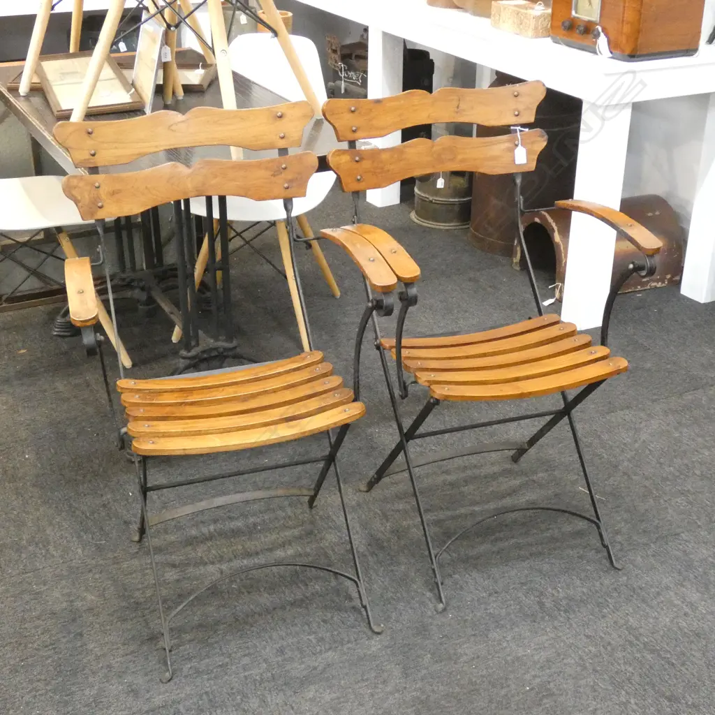 PR IRON & WOOD FOLDING PATIO CHAIRS  Image 1++
