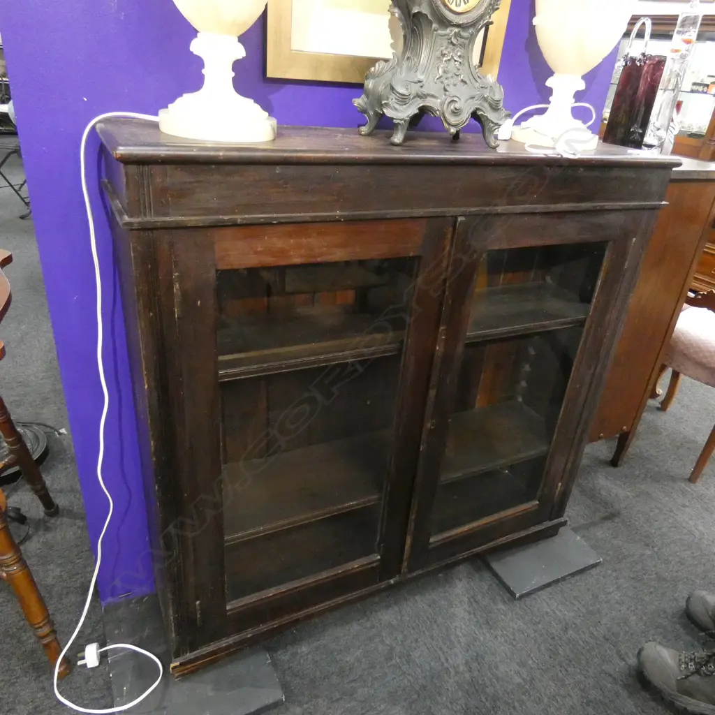 WOODEN GLAZED DISPLAY CABINET NEEDS ATTENTION H 1020 MM Image 1++