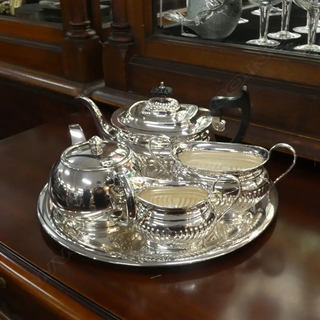 EPNS TEA SET ON TRAY  Image 1++