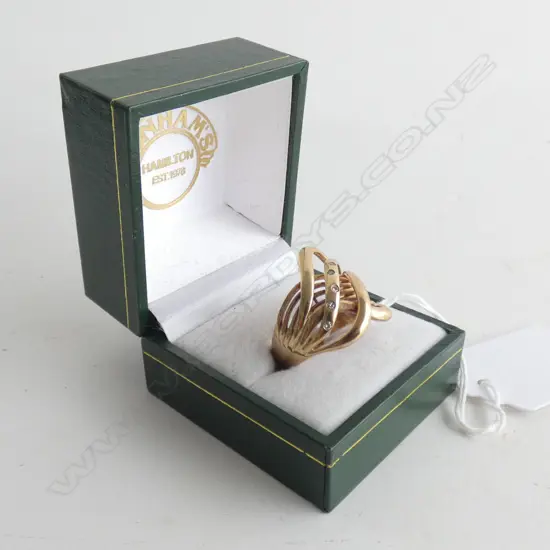 9CT MULTI BAND & DIAMOND RING 6.4gms