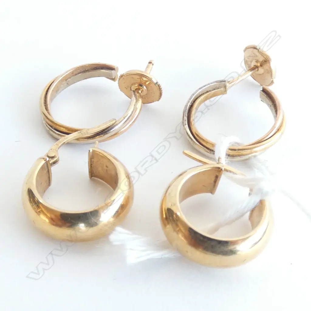 2 PR GOLD HUGGY EARRINGS  Image 1++