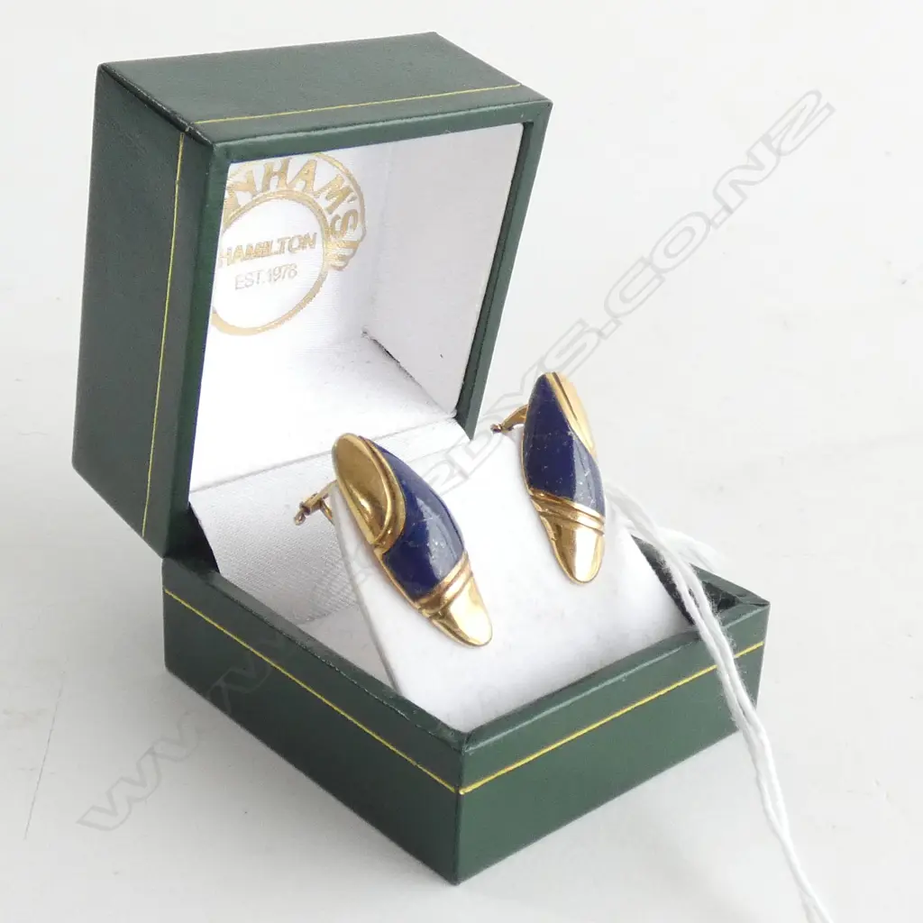PR 18K GOLD & LAPIS CLIP-ON EARRINGS 8gms Image 1++