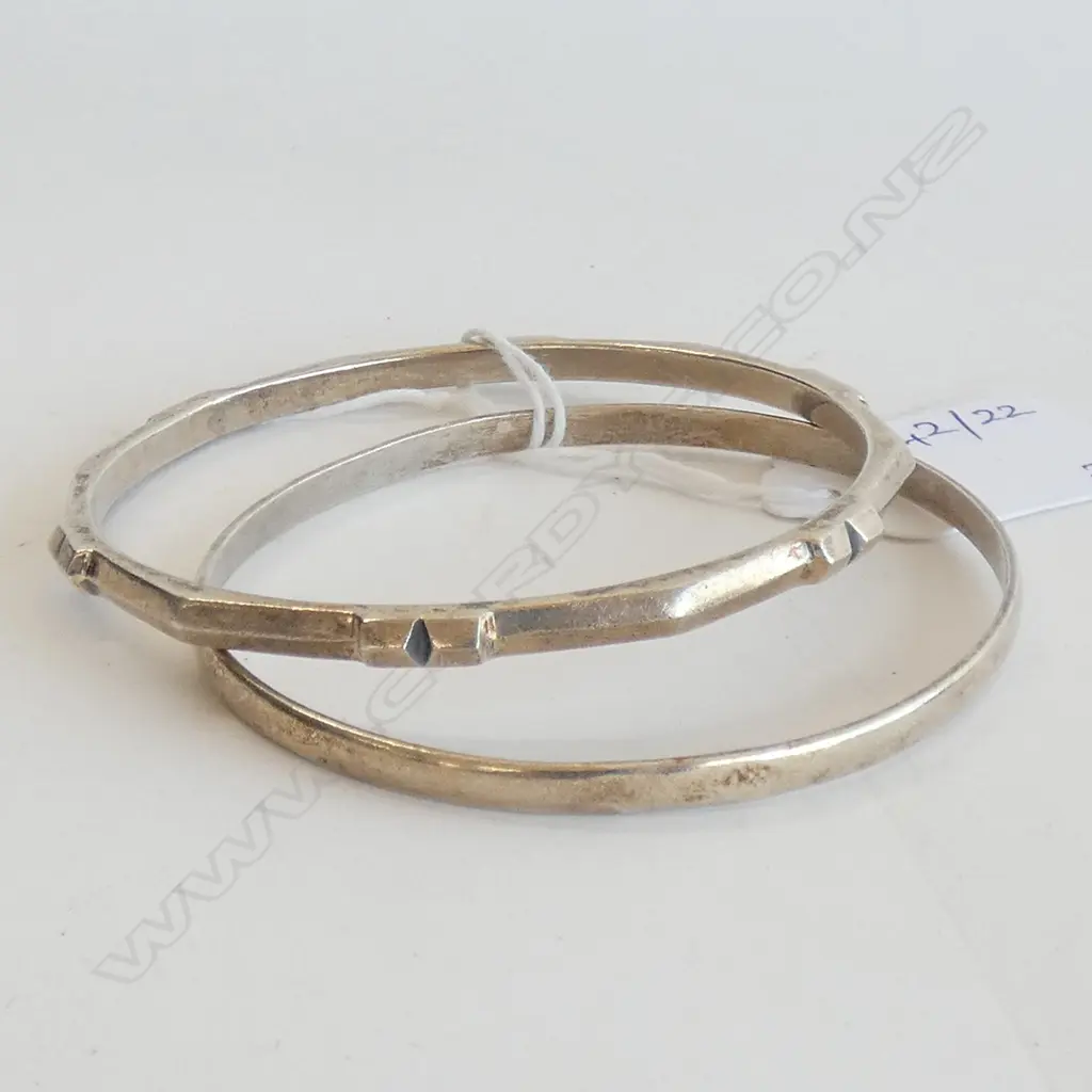 2 MEXICAN 925 SILVER BANGLES 38 GRAMS Image 1++