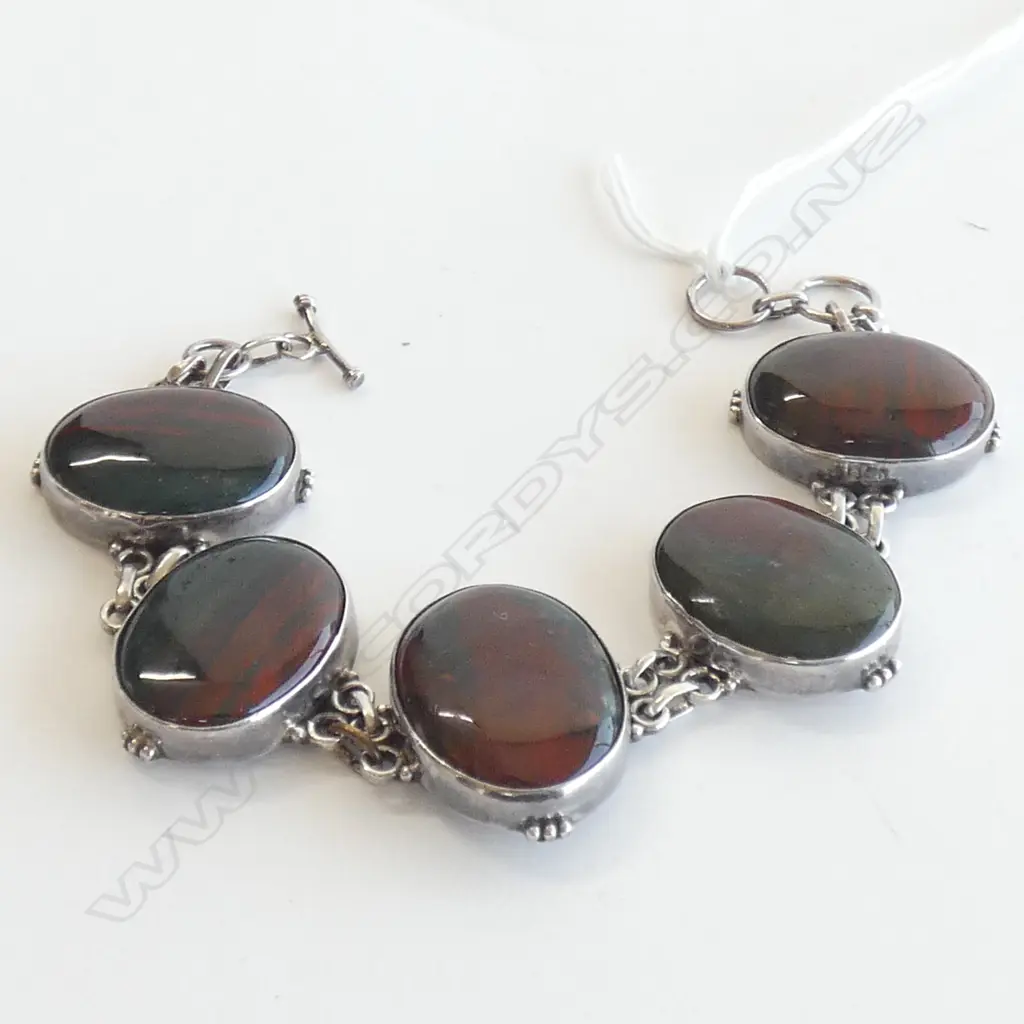 SILVER? & AGATE BRACELET Image 1++