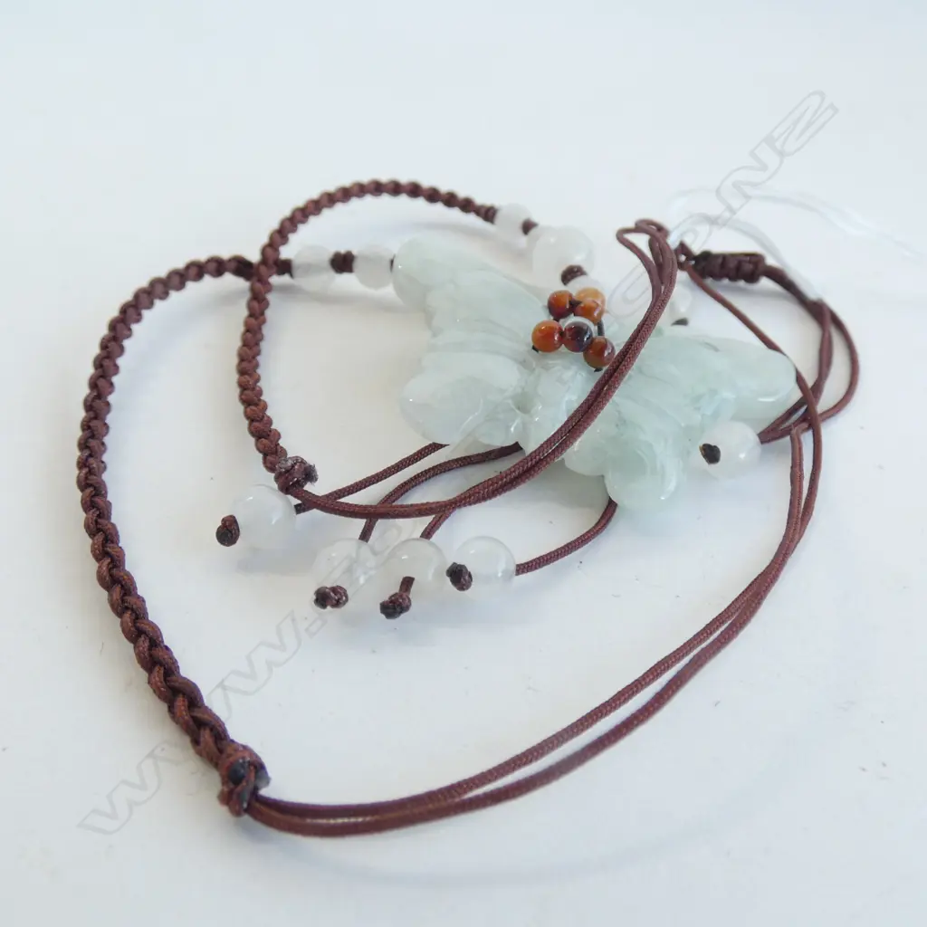 JADE BUTTERFLY AND BEAD NECKLACE Image 1++