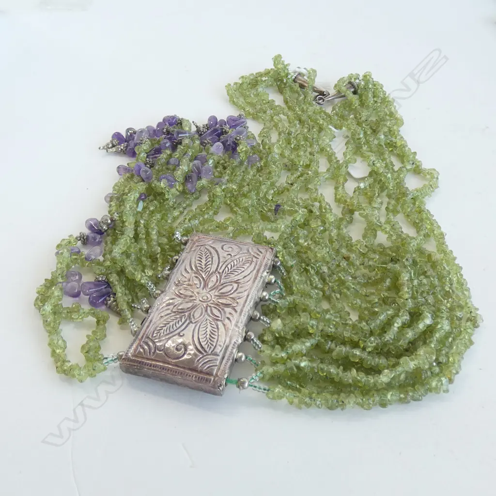 SILVER/PERIDOT/AMETHYST MULTI-STRAND NECKLACE Image 1++