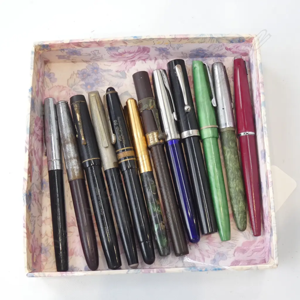 TRAY OF 12 VINTAGE FOUNTAIN PENS Image 1++