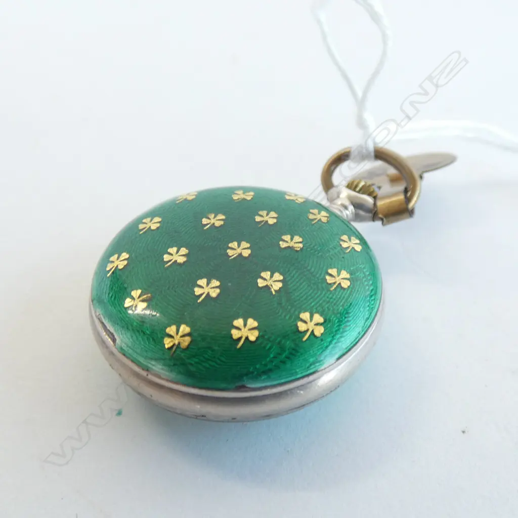 VINTAGE SWISS ENAMELLED LADIES OPEN FACE POCKET WATCH Image 1++