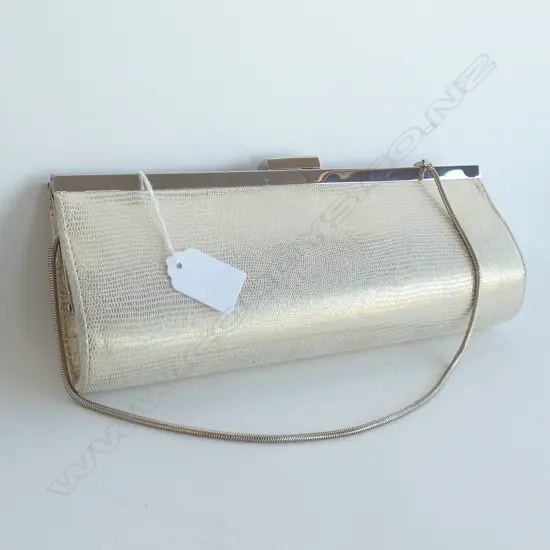 CLUTCH HAND BAG w. EP COIN PURSE, FAUX PEARLS, PR BANGLES, COSTUME ETC