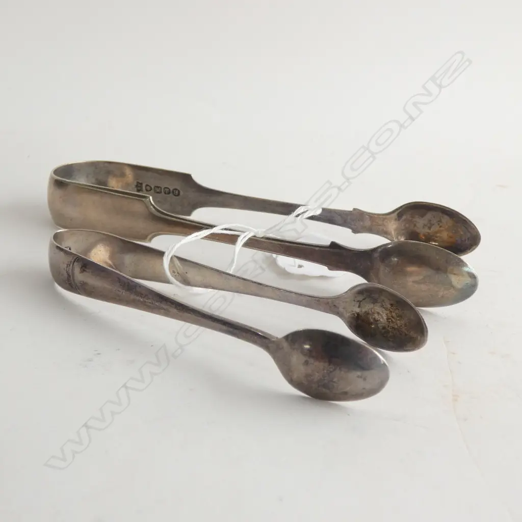 SILVER SUGAR TONGS (BIRMINGHAM 1932) AND SILVER PLATE TONGS Image 1++