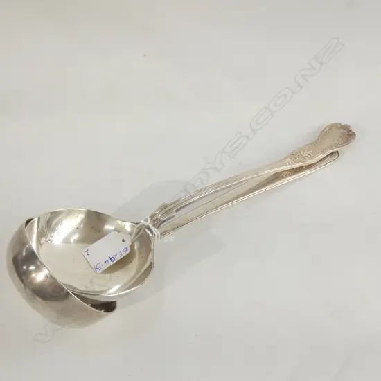 TWO SILVER PLATED SOUP LADLES; KINGS PATTERN + 1 OTHER L 310MM