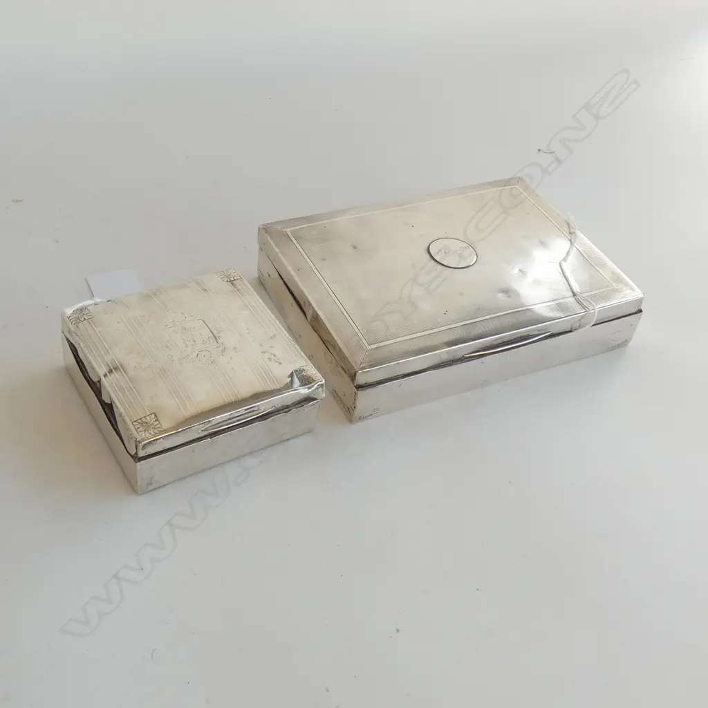 2 OLD SILVER CIGARETTE BOXES (IN BAD REPAIR). Image 1++