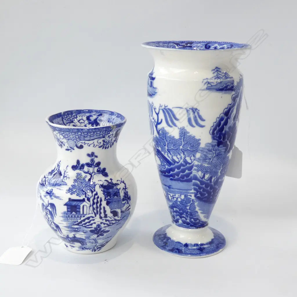 MINTONS BLUE & WHITE VASE & MASON CHINA BRUSH HLDER Image 1++
