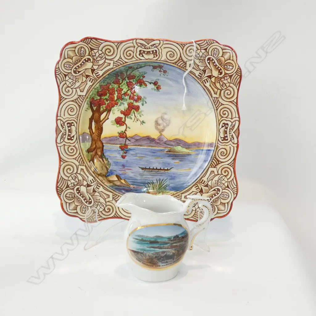 GRIMWADES MAORILAND PLATE (205MM SQ) + SOUVINEER WARE JUG Image 1++