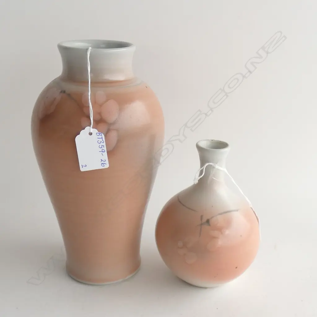 2 PETER SHEARER POTTERY VASES - TALLEST H. 245MM Image 1++