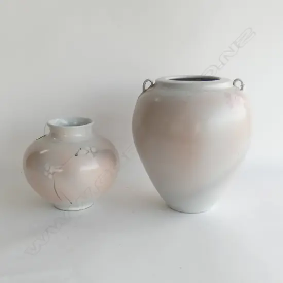 2 LG PETER SHEARER POTTERY VASE - TALLEST H. 340MM
