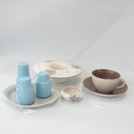POOLE CONDIMENT SET VASE C/S & DISH