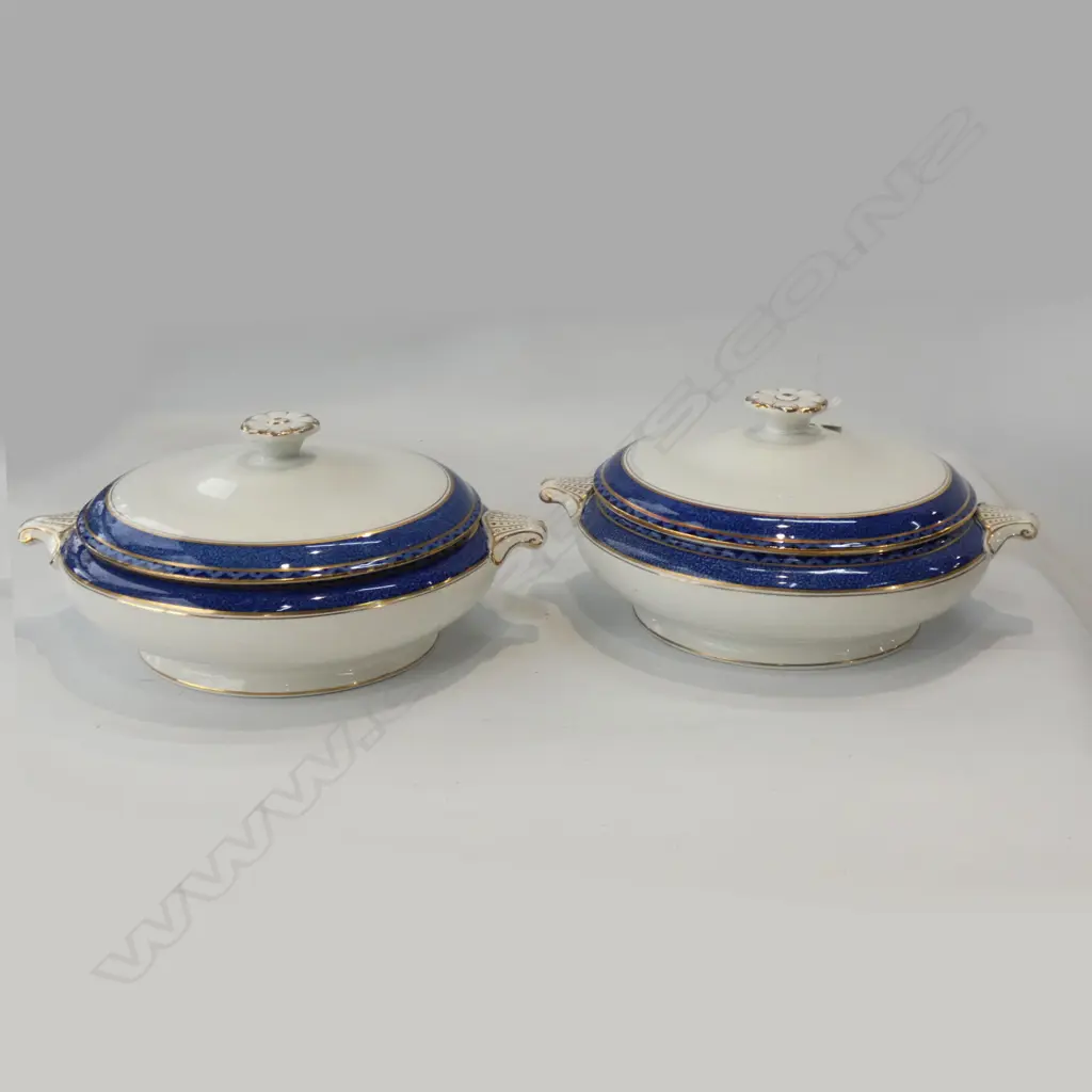 PR BOOTHS BLUE & WHITE LIDDED SERVING DISHES  Image 1++