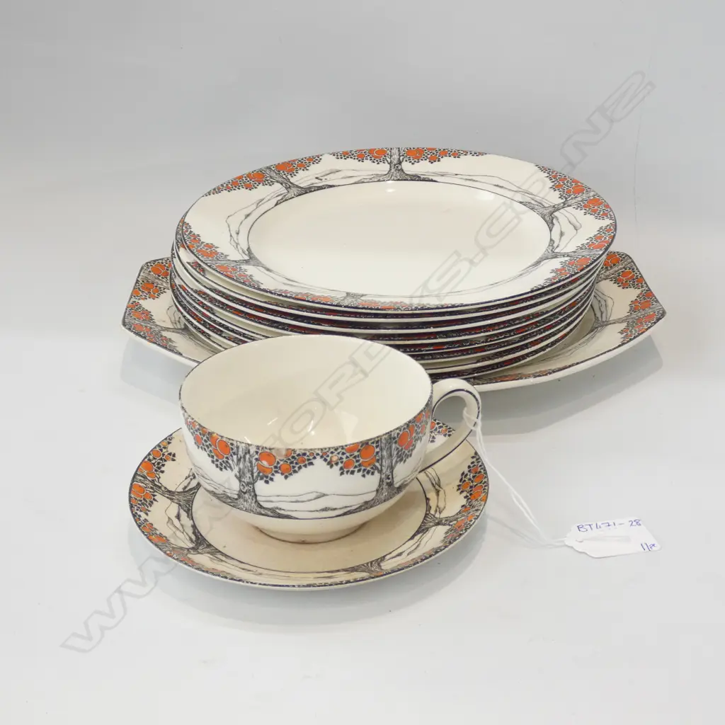11 PCS CROWN DUCAL ORANGE TREE - PLATES + C&S - SOME A/F Image 1++