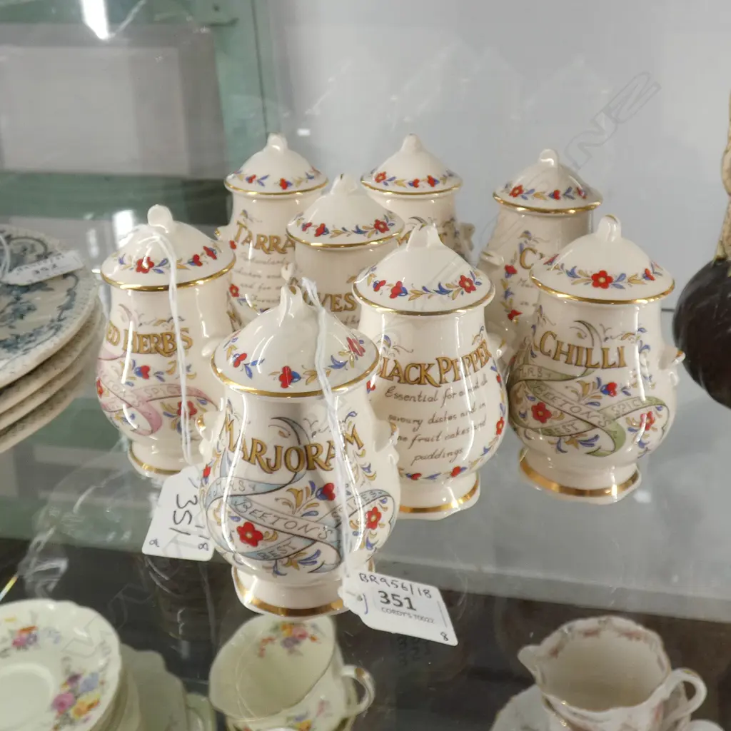 8 MASONS IRONSTONE SPICE LIDDED JARS Image 1++