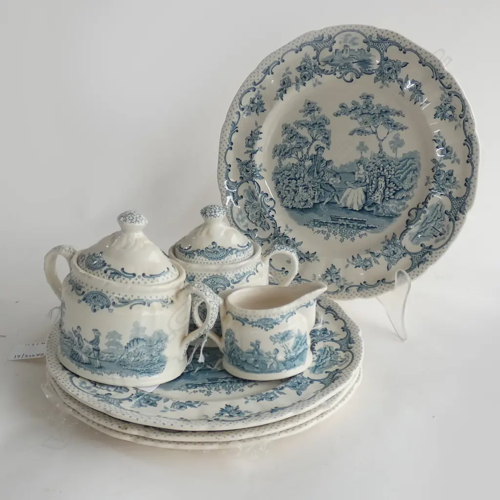 MASONS IRONSTONE 4 PLATES, 2 LIDDED SUGARS & JUG, ROMANTIC PATTERN (6) Image 1++