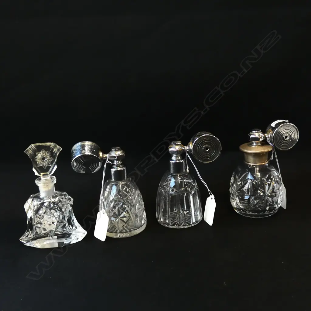4 CRYSTAL PERFUME BOTTLES Image 1++