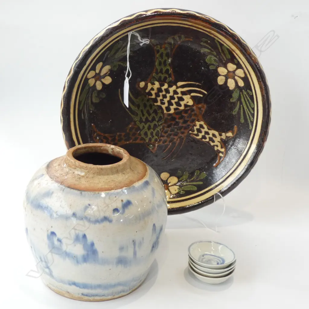 CHINESE PLATE (DIA 275MM), GINGER JAR & 4 SM ORIENTAL DISHES  Image 1++