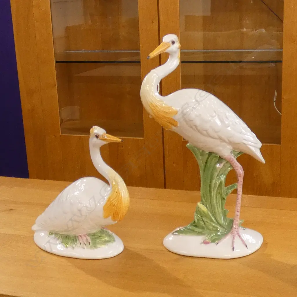 2 ITALIAN SLIP WARE BIRDS H.380mm Image 1++