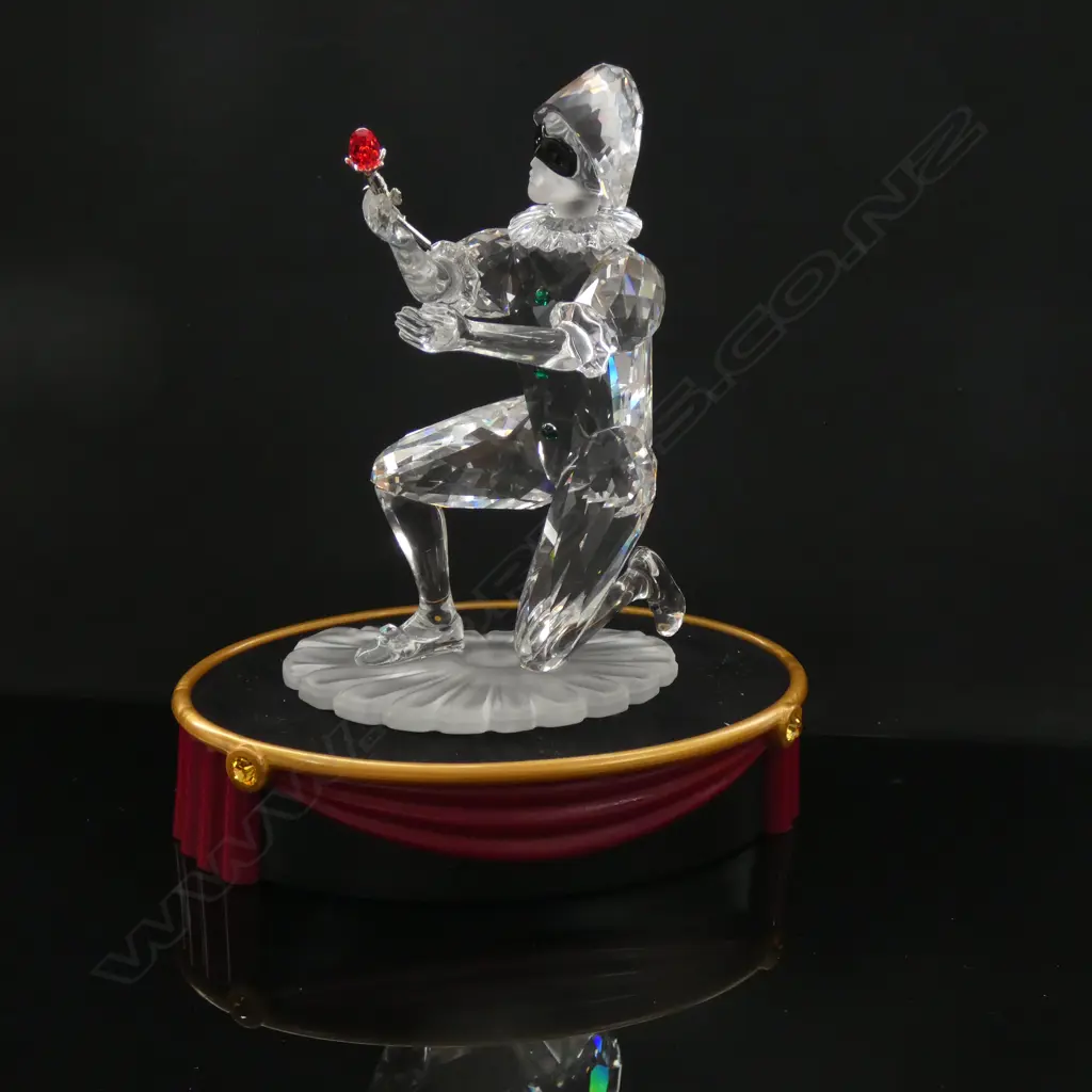 SWAROVSKI CRYSTAL 2001 MASQUERADE HARLEQUIN H 135MM - IN ORIGINAL BOX W SLEEVE & CERTIFICATE + STAND IN BOX Image 1++