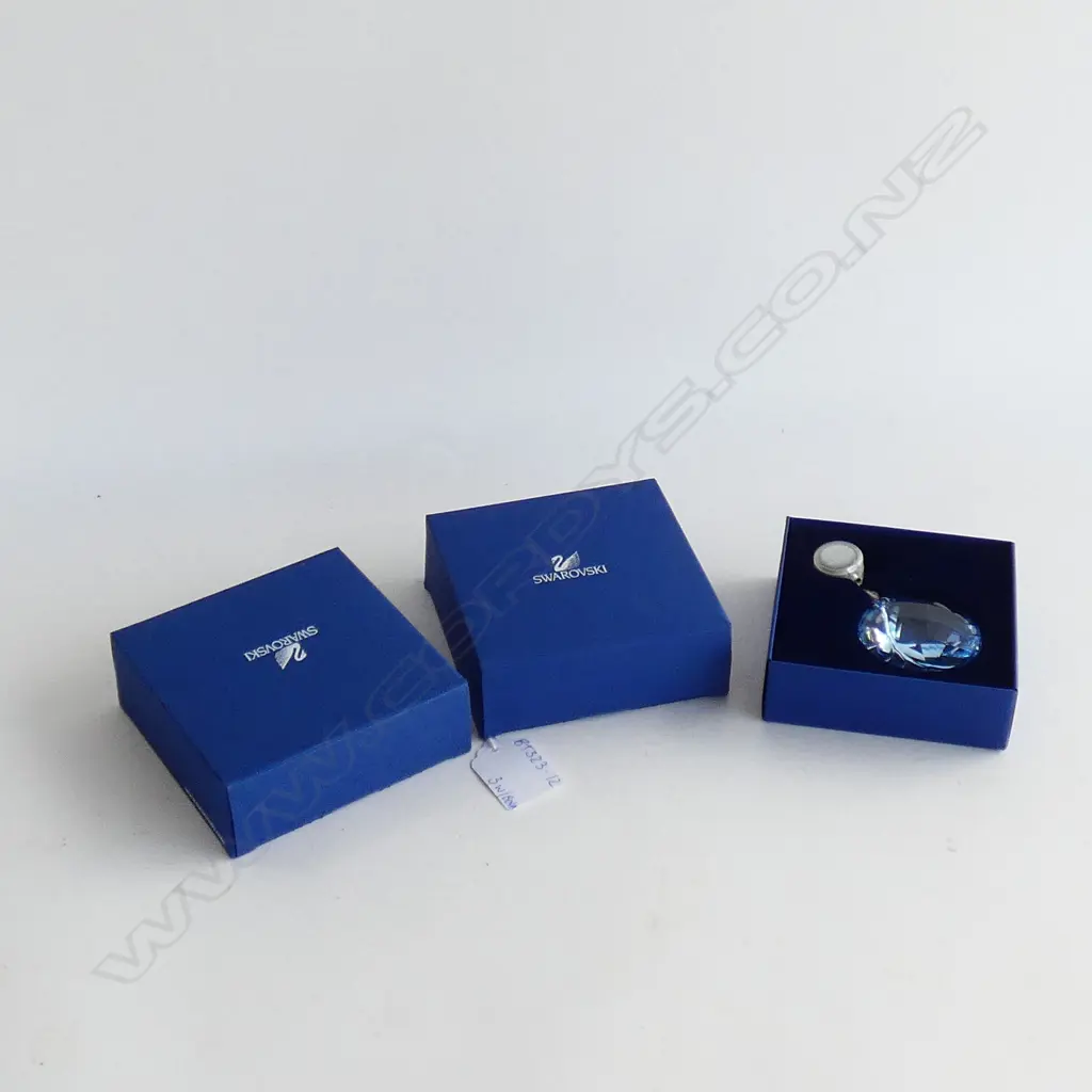 3 SWAROVSKI CRYSTAL WINDOW HANGING ORNAMENTS; BLUE / GREEN & SMOKEY BROWN - EACH INDIVIDUALLY BOXED W SLEEVE... Image 1++