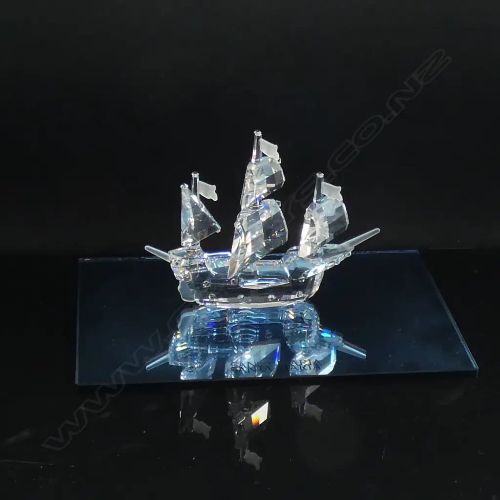 SWAROVSKI CRYSTAL SANTA MARIA SAILING SHIP (7473) L  115MM W ORIGINAL BOX & SLEEVE Image 1++