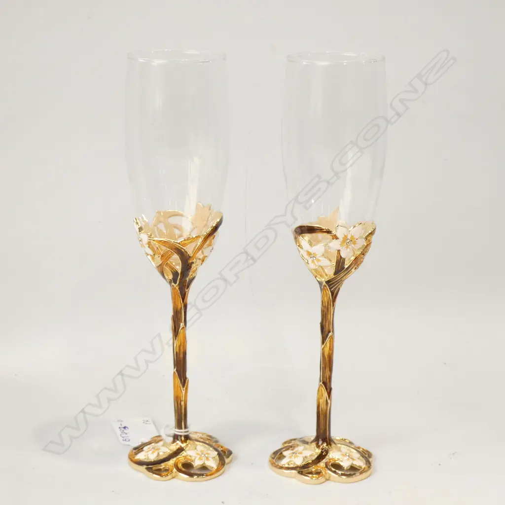 PR GLASS & CLOISONNE CHAMPAGNE FLUTES  Image 1++