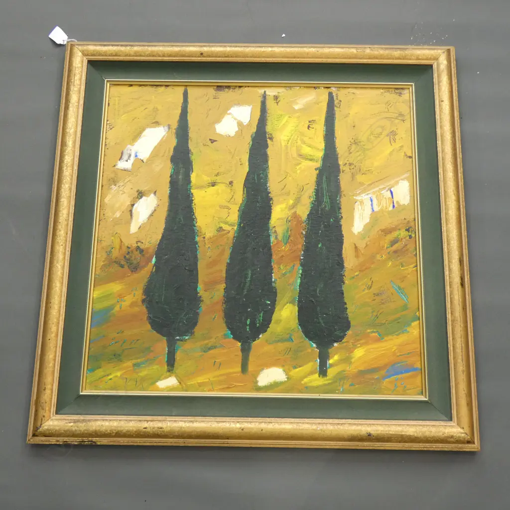 SIGNED OIL; 3 TREES 510x510mm Image 1++
