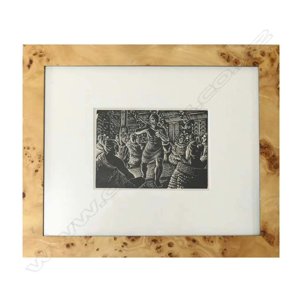 C.1957 E. MERVYN TAYLOR, KORERO, WOOD ENGRAVING, UNSIGNED/UNEDITIONED, H. 90 X W. 125MM Image 1++