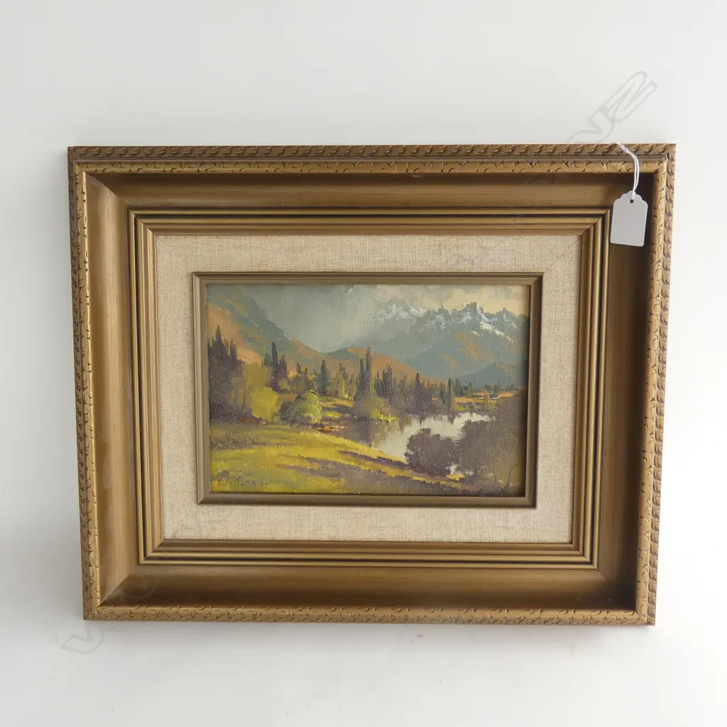 NEIL BARTLETT OIL PAINTING 'LAKE HAYES SPRING 1980'160 X 240mm Image 1++