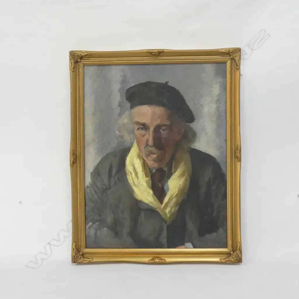 FANNY COHEN (ACTIVE NZ 1955-1965)  OIL ON BOARD  MALE PORTRAIT  340 x 450mm.  Image 1++