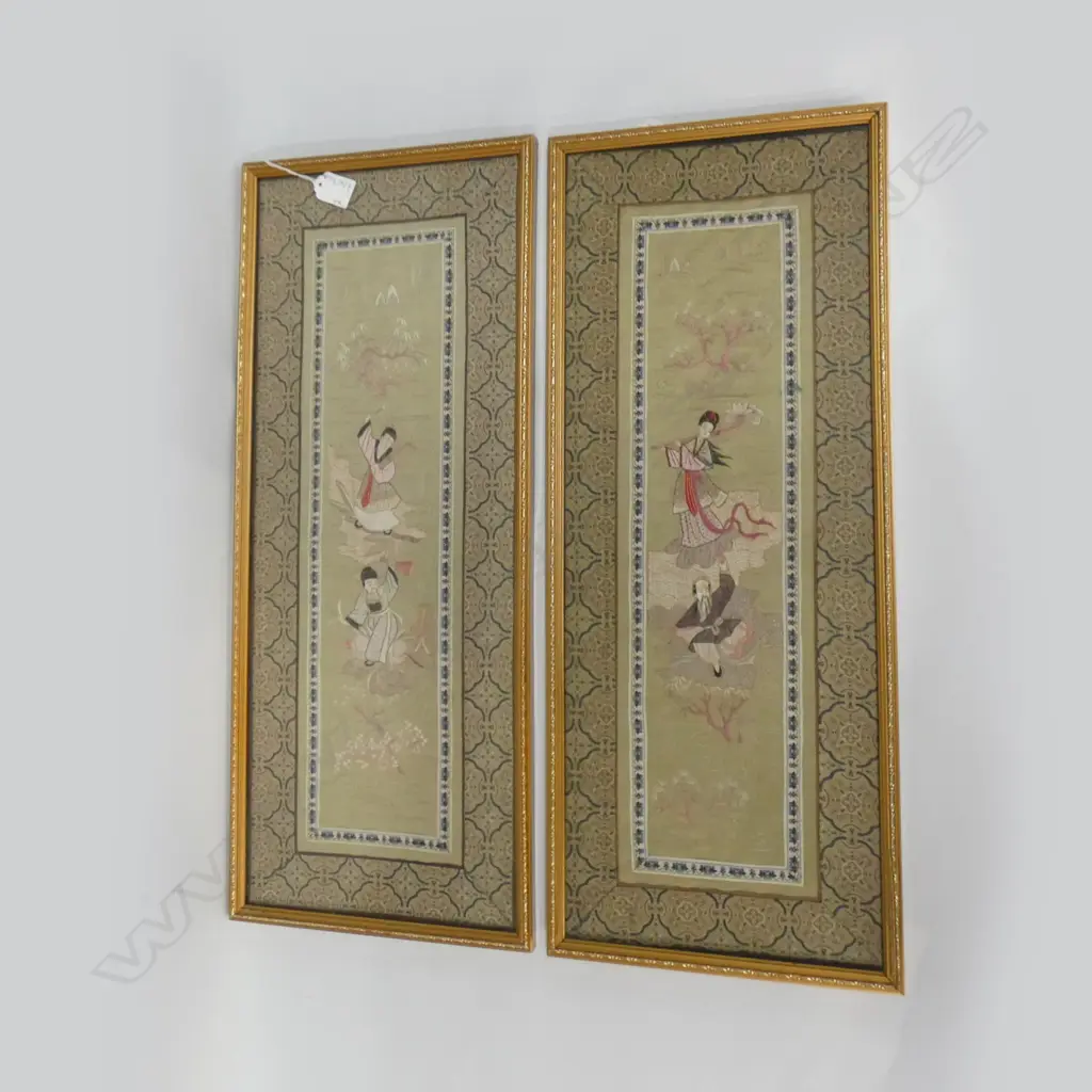 PR FRAMED ORIENTAL EMBROIDERED FABRIC PANELS 615x235mm Image 1++